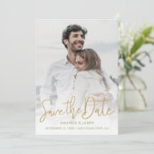 Modern Gold Typography Simple Photo Wedding Save The Date (Staand voorkant)
