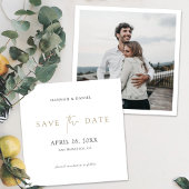 Modern Gold Typography Square Photo Wedding Save The Date