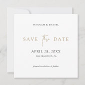 Modern Gold Typography Square Photo Wedding Save The Date (Voorkant)