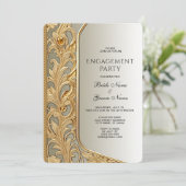 Modern Gold Verloving Uitnodiging (Staand voorkant)