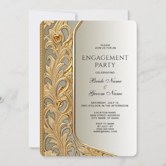 Modern Gold Verloving Uitnodiging (Voorkant)