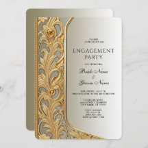 Modern Gold  Verloving Uitnodiging