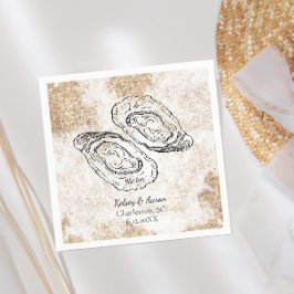 Modern Gold Waterverf Oyster Beach Wedding Servet