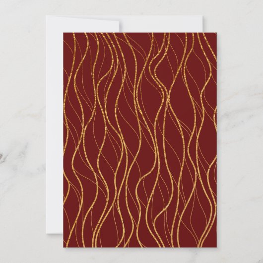 Modern Gold Waves Handschrift Bourgogne Verloving Kaart (Achterkant)