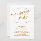 Modern Gold Waves Handschrift op wit Verloving Kaart (Voorkant)