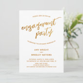 Modern Gold Waves Handschrift op wit Verloving Kaart (Staand voorkant)