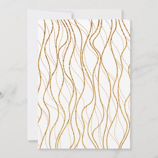Modern Gold Waves Handschrift op wit Verloving Kaart (Achterkant)