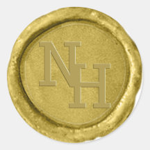 Modern Gold Wax Seal Monogram Initialen Sticker
