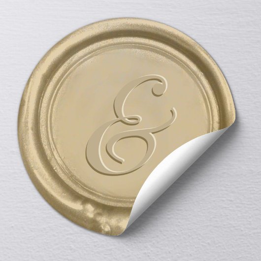 Modern Gold Wedding Ampersand Wax Seal Ronde Sticker