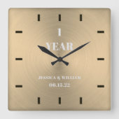 Modern Gold Wedding Jubileum Keepasplein Vierkante Klok (Voorkant)