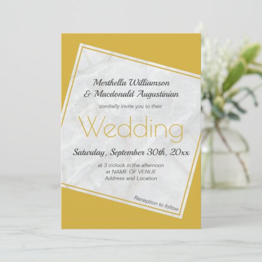 Modern Gold Wedding Uitnodiging (Staand voorkant)