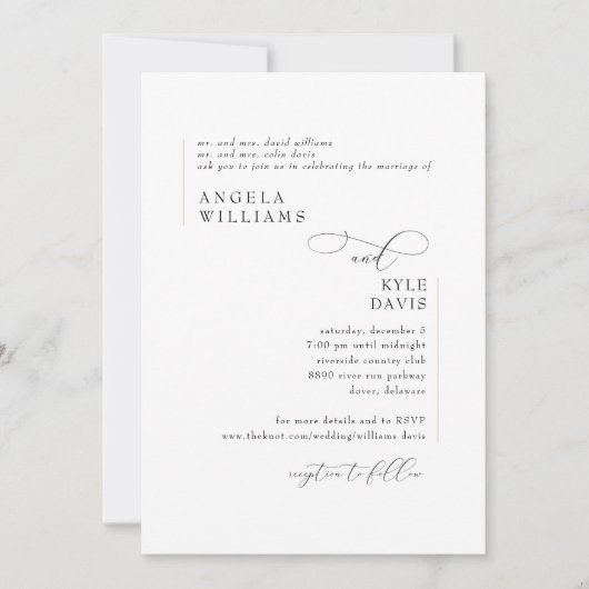 Modern Gold Wedding Uitnodiging (Voorkant)