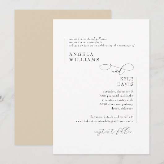 Modern Gold Wedding Uitnodiging (Voorkant / Achterkant)