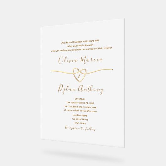 Modern Gold Wedding Uitnodiging Acryl Bord (Hoek)