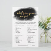 Modern Gold Whats in je tas Vrijgezellenfeest spel (Staand voorkant)