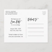 Modern Gold White Black Wedding BEWAAKT DE DATUM Aankondigingskaart (Achterkant)