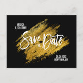 Modern Gold White Black Wedding BEWAAKT DE DATUM Aankondigingskaart (Voorkant)