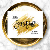 Modern Gold White Black Wedding BEWAAKT DE DATUM Aankondigingskaart