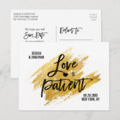 Modern Gold White Black Wedding BEWAAKT DE DATUM Aankondigingskaart (Voorkant / Achterkant)