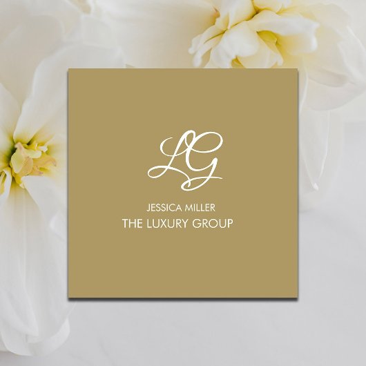 Modern Gold White Elegant Vierkante Visitekaartje