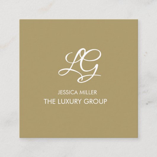 Modern Gold White Elegant Vierkante Visitekaartje (Voorkant)