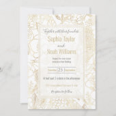 Modern Gold White Floral Doodles line art (Voorkant)