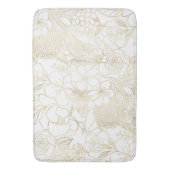 Modern Gold White Floral Doodles line art Badmat (Voorkant Verticaal)