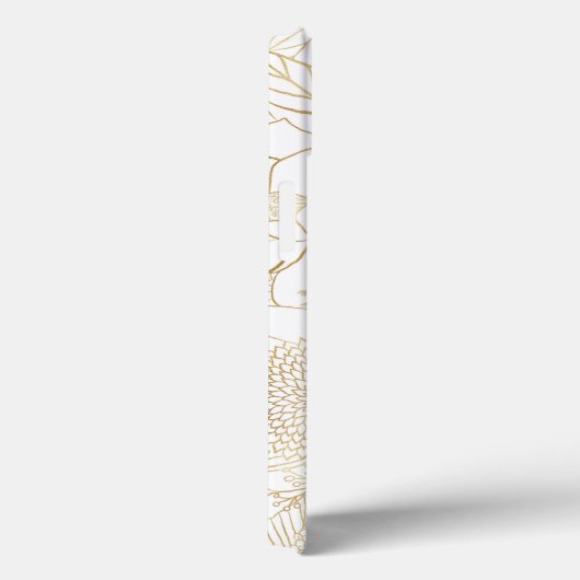 Modern Gold White Floral Doodles line art Case-Mate iPhone Case (Achterkant / Rechts)