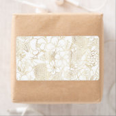 Modern Gold White Floral Doodles line art Etiket (Insitu)