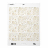 Modern Gold White Floral Doodles line art Etiket (Full Sheet)