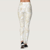 Modern Gold White Floral Doodles line art Leggings (Achterkant)
