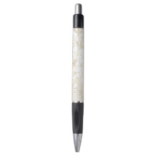 Modern Gold White Floral Doodles line art Pen