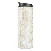Modern Gold White Floral Doodles line art Thermosbeker (Geroteerd rechts)