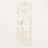 Modern Gold White Floral Doodles line art Yogamat (Voorkant)