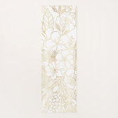 Modern Gold White Floral Doodles line art Yogamat (Achterkant)