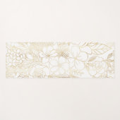 Modern Gold White Floral Doodles line art Yogamat (Voorkant (horizontaal))