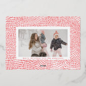 Modern Gold White Lijst met prettige kerstdagen Fo Folie Feestdagenkaart (Achterkant)