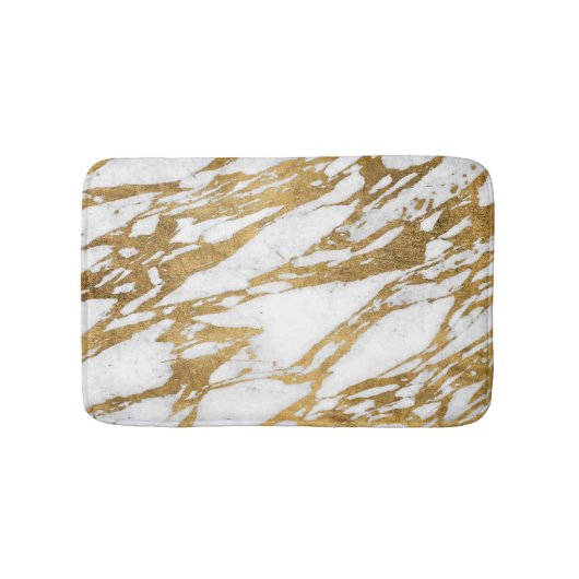 Modern Gold White Marble Stone Chic Pattern Badmat (Voorkant)