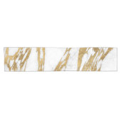 Modern Gold White Marble Stone Chic Pattern Korte Tafelloper (Horizontaal)