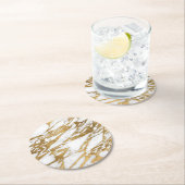 Modern Gold White Marble Stone Chic Pattern Ronde Kartonnen Onderzetter (Insitu)