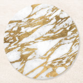 Modern Gold White Marble Stone Chic Pattern Ronde Kartonnen Onderzetter (Voorkant)
