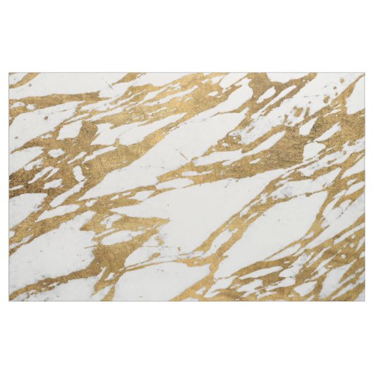 Modern Gold White Marble Stone Chic Pattern Stof (Yard (91,4 cm))