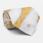 Modern Gold White Marble Stone Chic Pattern Stropdas (Opgerold)