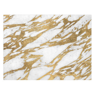 Modern Gold White Marble Stone Chic Pattern Tafelkleed