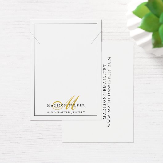 Modern Gold White Monogrammed Jewelry Ketting Visitekaartje (Bureau)