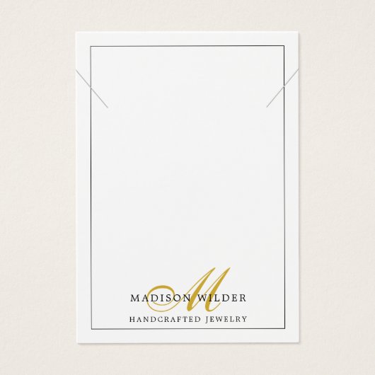 Modern Gold White Monogrammed Jewelry Ketting Visitekaartje (Voorkant)
