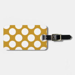 Modern Gold White Polka Dots Pattern Bagagelabel