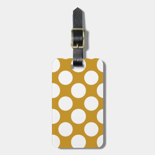 Modern Gold White Polka Dots Pattern Bagagelabel (Voorkant verticaal)
