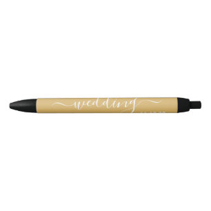 Modern Gold & White Simple Script Weddenschap Zwarte Inkt Pen