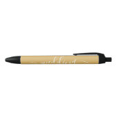 Modern Gold & White Simple Script Weddenschap Zwarte Inkt Pen (Bovenkant)